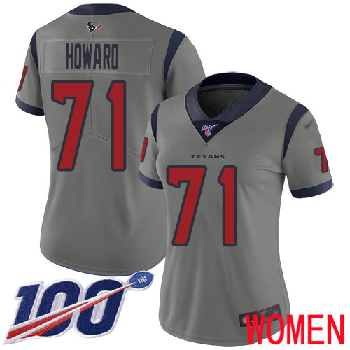 Houston Texans Limited Gray Women Tytus Howard Jersey NFL Football #71 100th Season Inverted Legend->houston texans->NFL Jersey